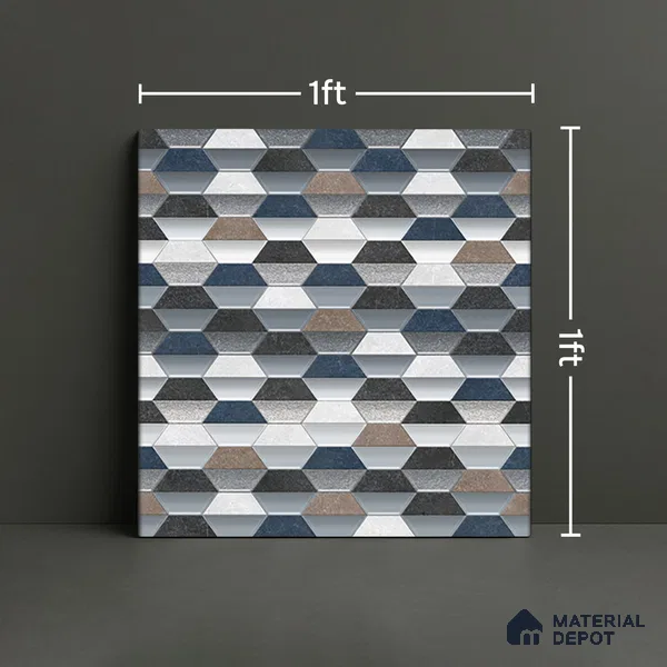 Hexagonal Wall & Floor Tile TL 07237 C Alpi 8001 GLM (Silver) 1 ft x 1 ft Ceramic Matte Finish - 9 mm | 2 mm Spacer is Mandatory | Please Expect a Slight Variation of Pattern